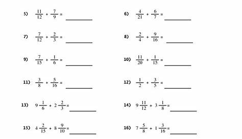 fraction addition worksheet works