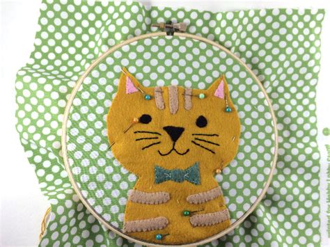 Bugs And Fishes By Lupin Guest Post Embroidered Felt Cat Hoop Tutorial