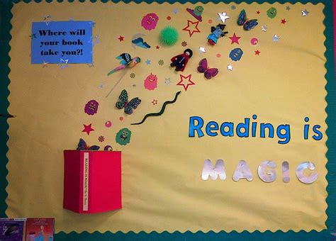 Reading Is Magic School Library Decor School Library Displays Reading Display