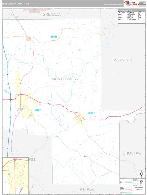Montgomery County Ms Wall Map Premium Style By Marketmaps