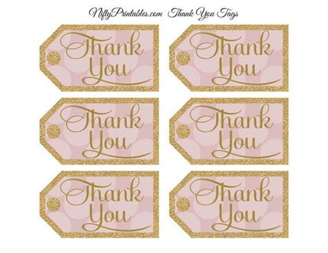 Thank you card ideas for a couples baby shower: Pink Gold Thank You Tags - Printable Gold Glitter Pink ...