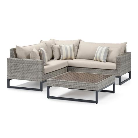 Rst Brands Milo Gray 4 Piece Wicker Outdoor Patio Sectional Seating Set