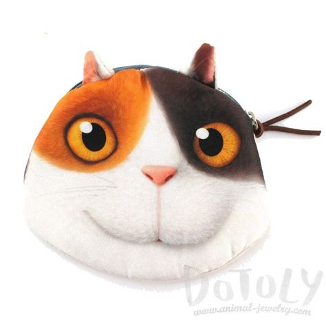 Dreamworks Home Calico Kitty Cat Face Shaped Coin Purse Make Up Bag
