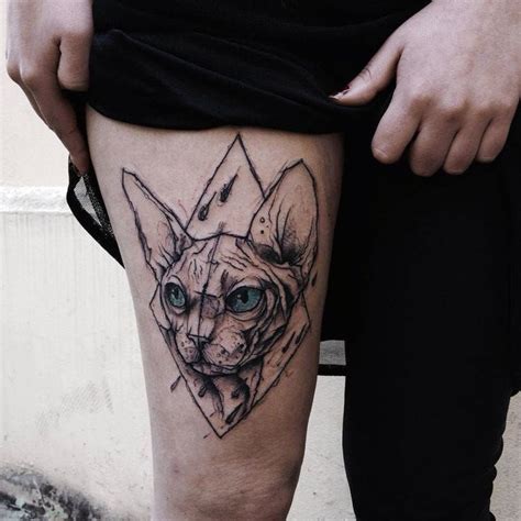 Cat Sphinx Tattoo Tattoos For Guys Sphynx Cat Tattoo Sketch Style