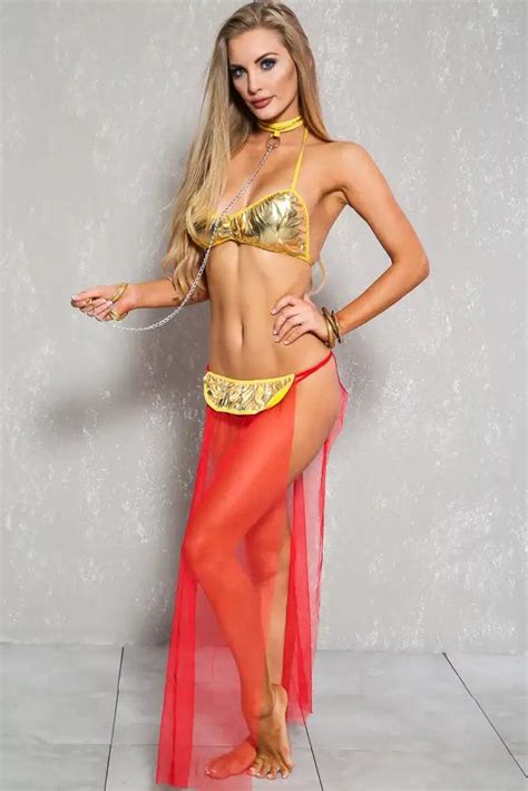 sexy red gold gypsy 5pc costume set amiclubwear