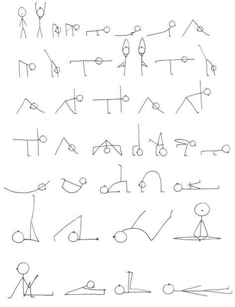 Yoga Poses Stick Figure Chart Yoga Stick Figures Pinterest