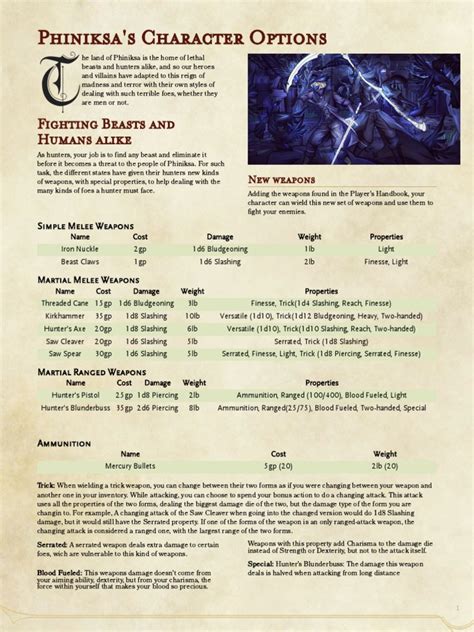 Bloodbornes Setting Character Options The Homebrewery Pdf