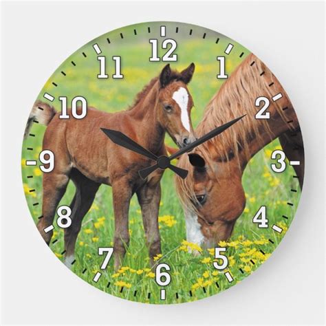 Horse And Foal Wall Clock Zazzle Clock Wall Clock Clock Wall Decor