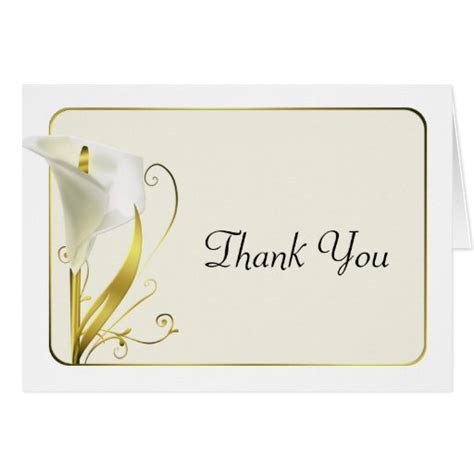 Chic White And Ivory Calla Lily Thank You Card Zazzle
