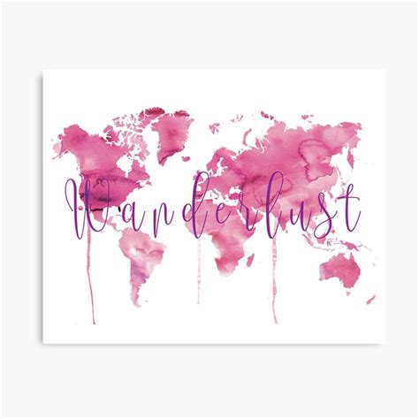 World Map In Pink Canvas Print By Dimdom Redbubble