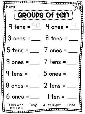 Each math worksheet has an answer sheet attached this includes grouping numbers into tens and ones. First Grade Math Unit 9 Place Value | First grade math ...