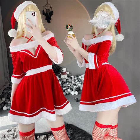 Women Sexy Christmas Xmas Lady Santa Claus Cosplay Costume Sexy Lingerie Winter Long Sleeve Red