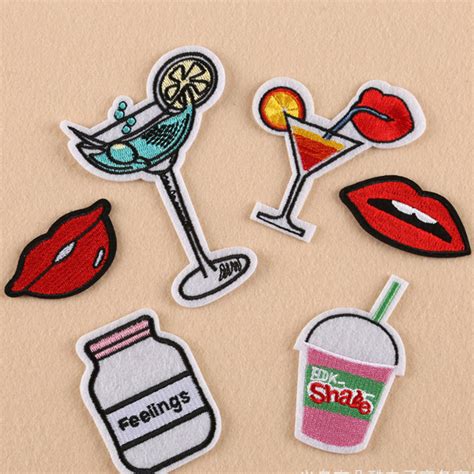 Diy Patches Drink Lips Iron On Embroidered Patch Sew On Embroidery