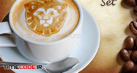 دانلود موکاپ لوگو روی فنجان قهوه Caffee Latte Art Logo Mockup Set