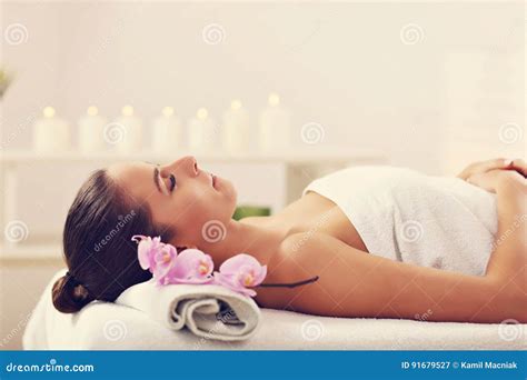 Beautiful Woman Getting Massage In Spa Stock Image Image Of Beauty Candle 91679527