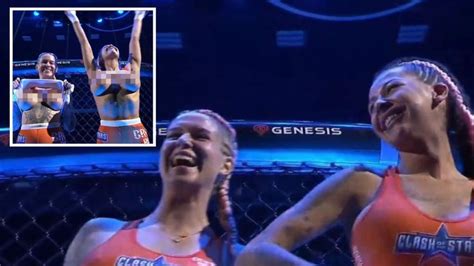 Mma News Two Fighters Flash Breasts After Fight Inked Dory Karina Pedro Freak Wars Herald Sun