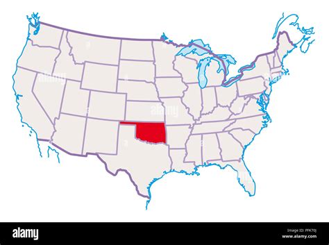 Map Of Usa Oklahoma Highlighted In Red Stock Photo Alamy