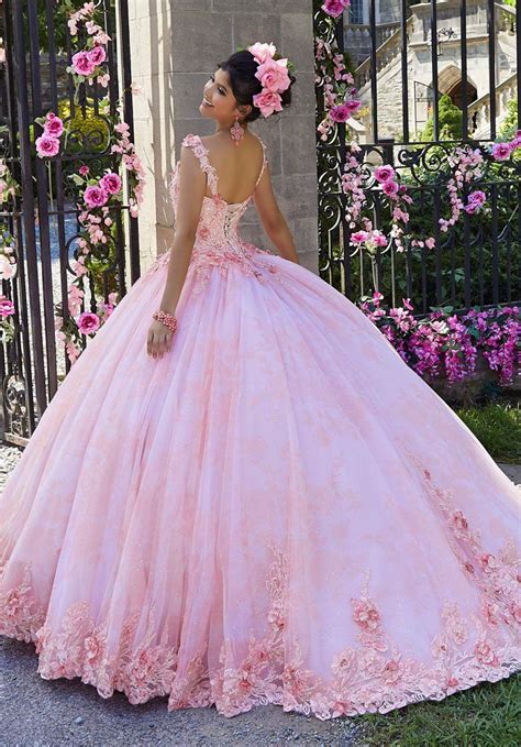 Crystal Beaded Floral Appliqué Quinceañera Dress Morilee Style 34022