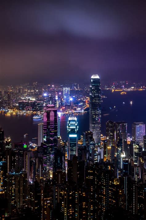 Download Wallpaper 800x1200 Hong Kong China Skyscrapers Night City