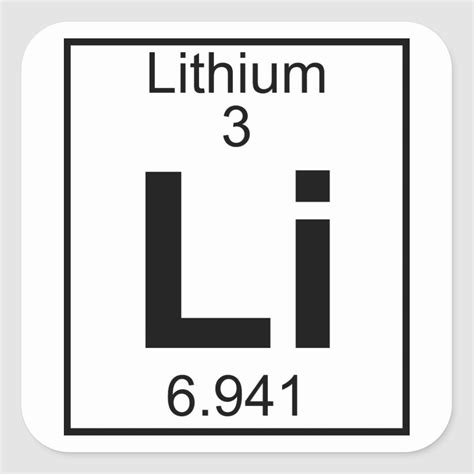 Element 003 Li Lithium Full Square Sticker In 2021