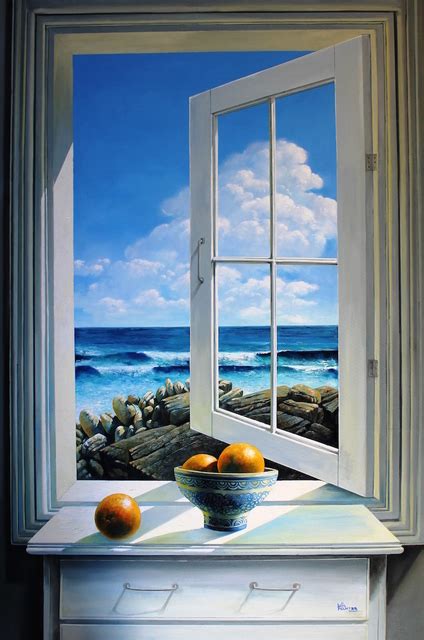 Luis Fuentes Blue Sky Seascape Still Life Painting 2022 Available For