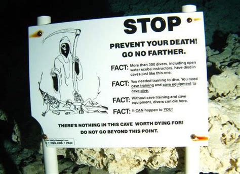 ‘stop Prevent Your Death Said Sign At Fla Underwater Cave These