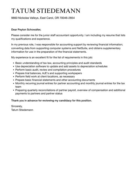 Junior Staff Accountant Cover Letter Velvet Jobs