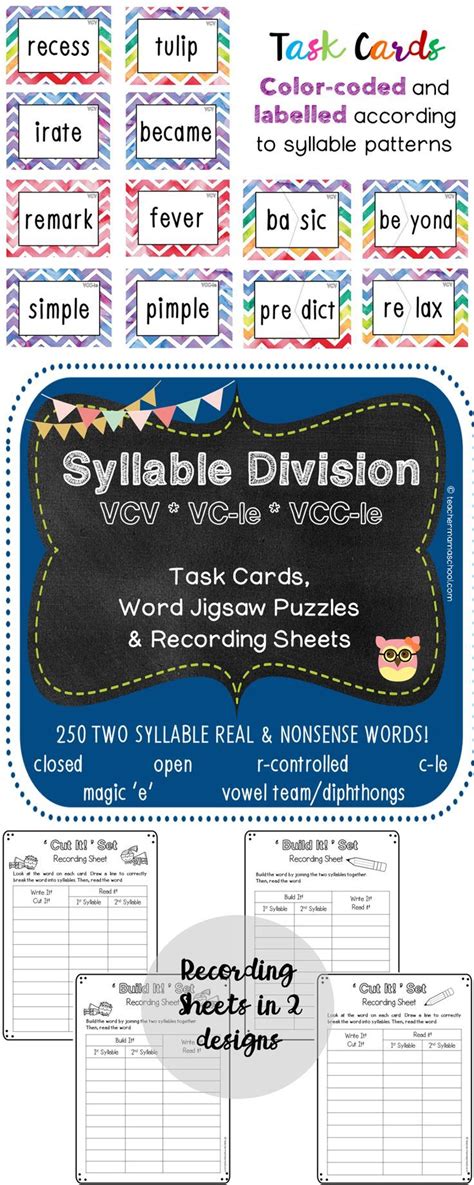 This word could be pronounced two ways depending on how you break it up. Syllable Task Cards - VCV pattern and Final Stable ...