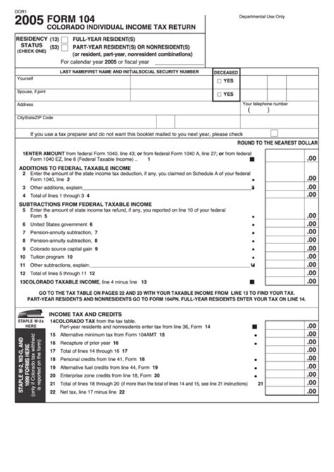 Printable Colorado Income Tax Form 104 Printable Form 2024