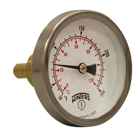 Winters Instruments 25 In Dial Hot Water Thermometer With 34 In