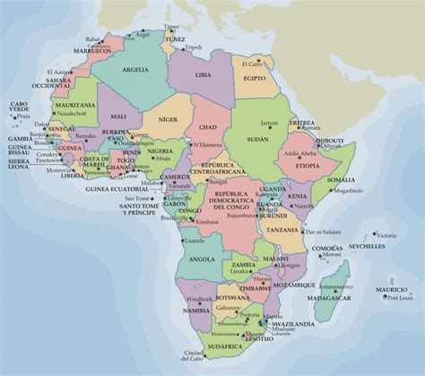 Mapa De África Con Nombres Capitales Banderas Y Ciudades Imágenes Totales
