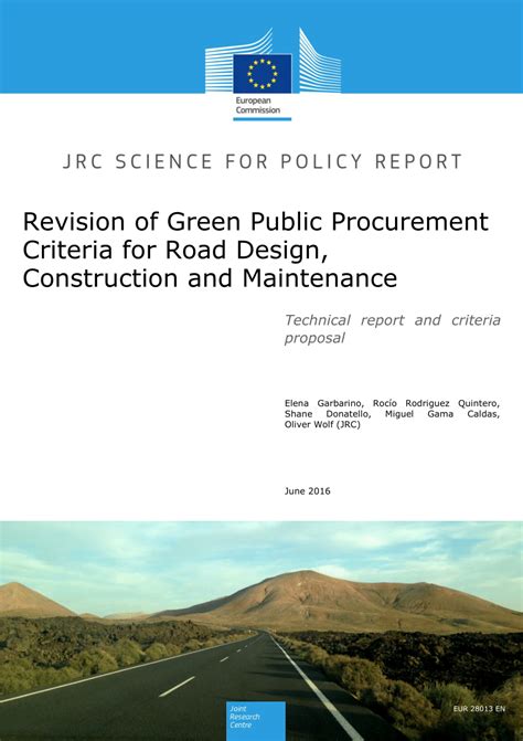 Pdf Revision Of Green Public Procurement Criteria For Road Design