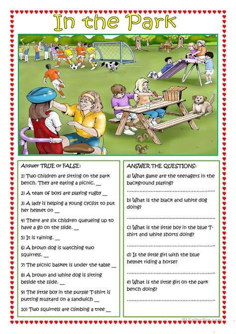 See more ideas about picture composition, picture comprehension, reading comprehension worksheets. In the Park worksheet - Free ESL printable worksheets made ...
