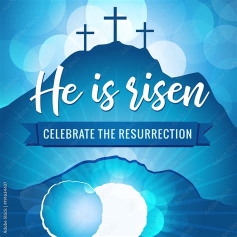 Hi Is Risen Holy Week Easter Banner Easter Christian Motive Vector