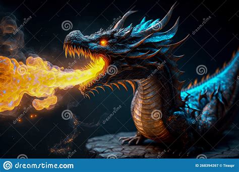 Fire Spitting Dragon Stock Illustration Illustration Of Destruction