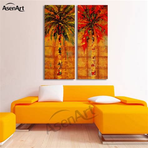 2 Piece Set Coconut Tree Painting Canvas Prints Wall