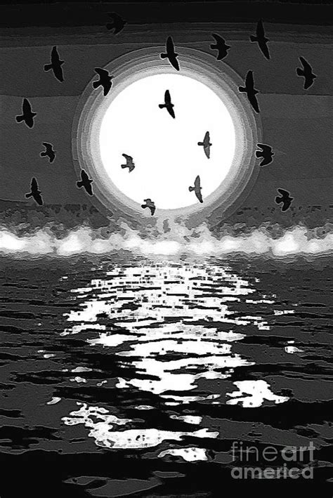 Full Moon Over The Ocean Night Scene Digital Art By Douglas Brown