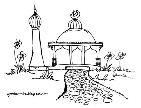 Mewarnai Gambar Masjid Di Tas