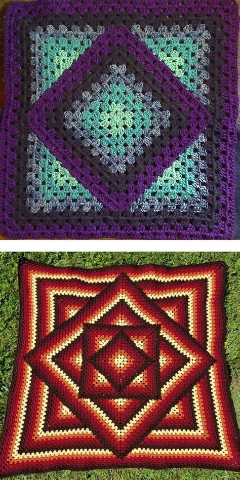 Squared Diamond Granny Throw Free Crochet Pattern Crochet Bedspread