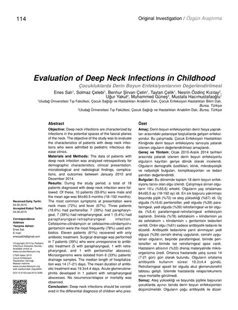 Pdf Evaluation Of Deep Neck Infections In Childhood