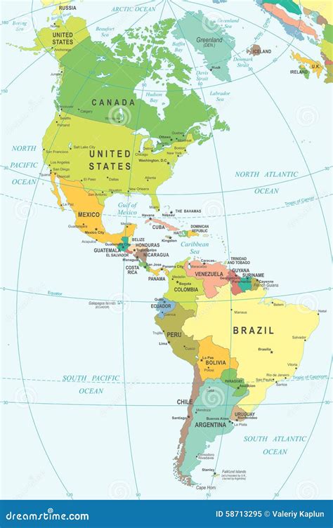 Large Detailed Political Map Of North And South America Images