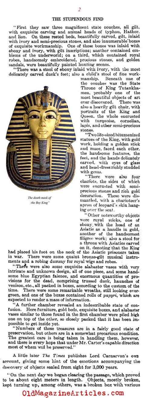 Discovered The Tomb Of King Tutankhamun Literary Digest 1923 King