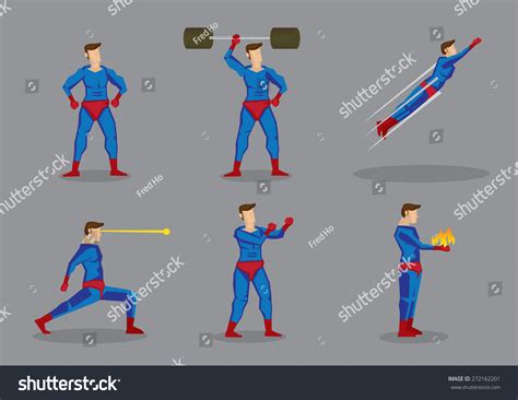 Vector Cartoon Illustration Of Superhero Character Showing Super Power