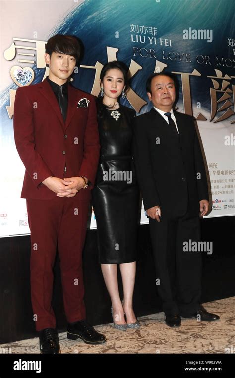 From Left South Korean Singer And Actor Rain Chinese Actress Liu Yifei And Chinese Director