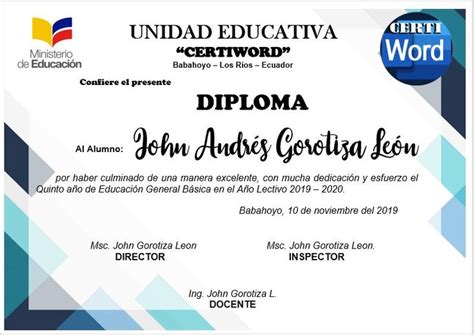 Diploma Westline Editable En Word Certificados E Imprimibles En