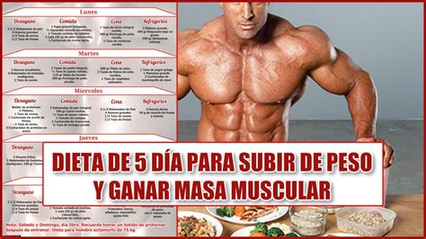 Dieta de 5 días para Subir de Peso y Ganar Masa Muscular Músculos Max