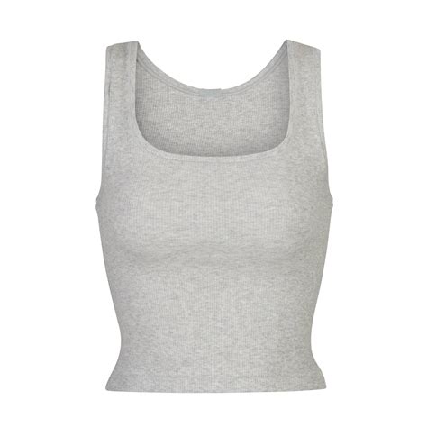 Cotton Rib Tank Light Heather Grey