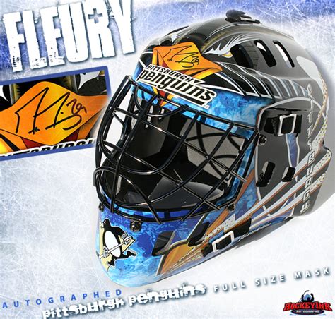 It appears he opted to put a piece of tape over one who was involved in the hit that knocked out teammate sidney. MARC-ANDRE FLEURY Signed Pittsburgh Penguins Full Size ...
