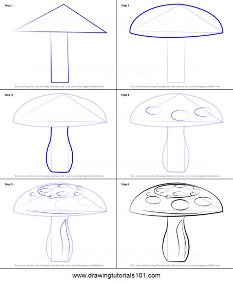 Mushroom house hand drawn vector illustration fairy. How to Draw a Mushroom printable step by step drawing ...