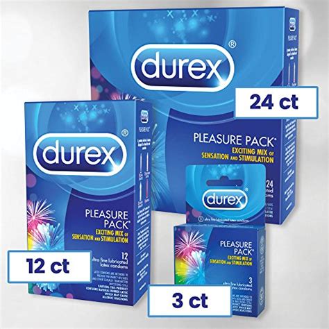 Durex Condom Pleasure Pack Assorted Natural Latex Condoms 42 Count